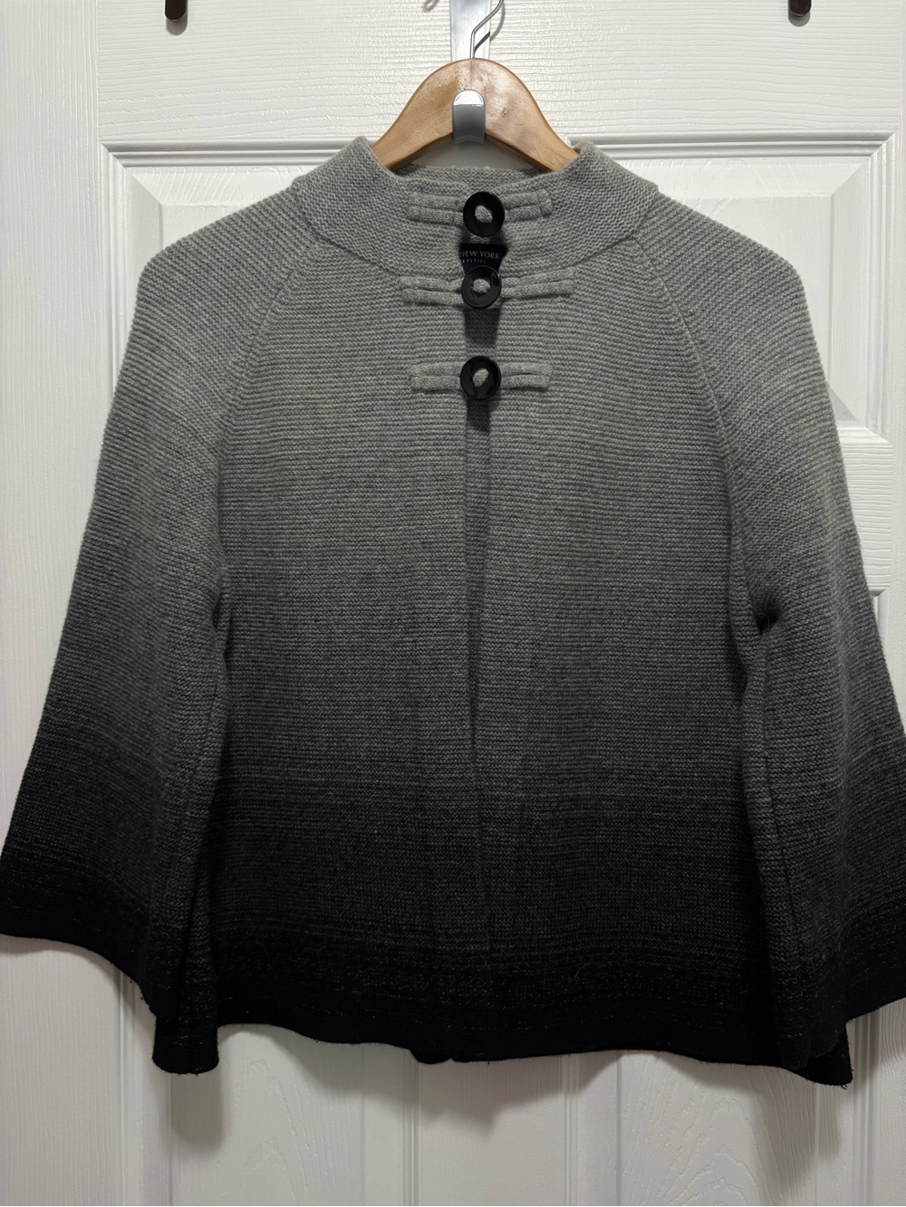 Jones New York Swing Sweater Petite Large Gray Black Ombre Wool Angora Blend